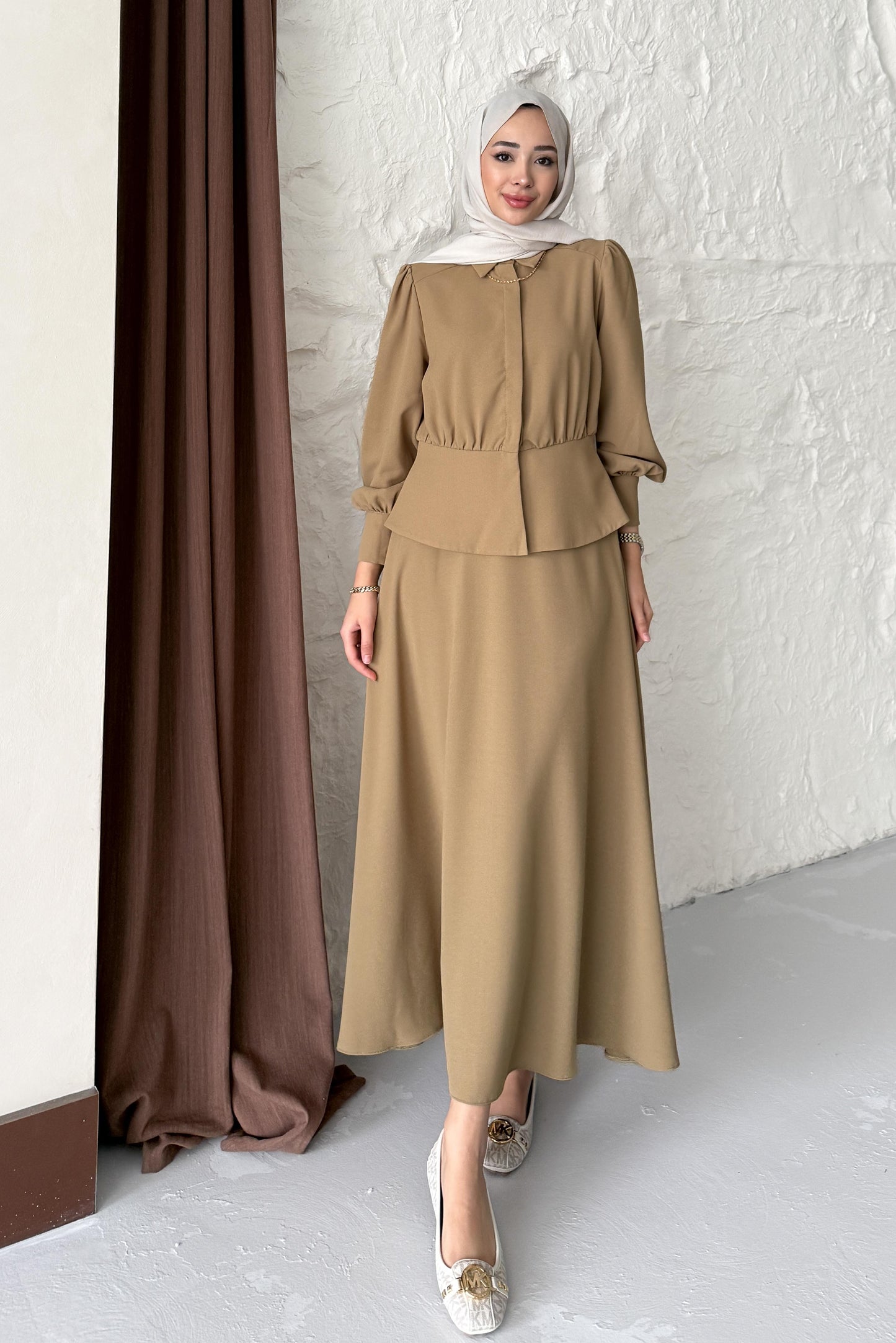 Ajda Pleated Skirt Set Petrol