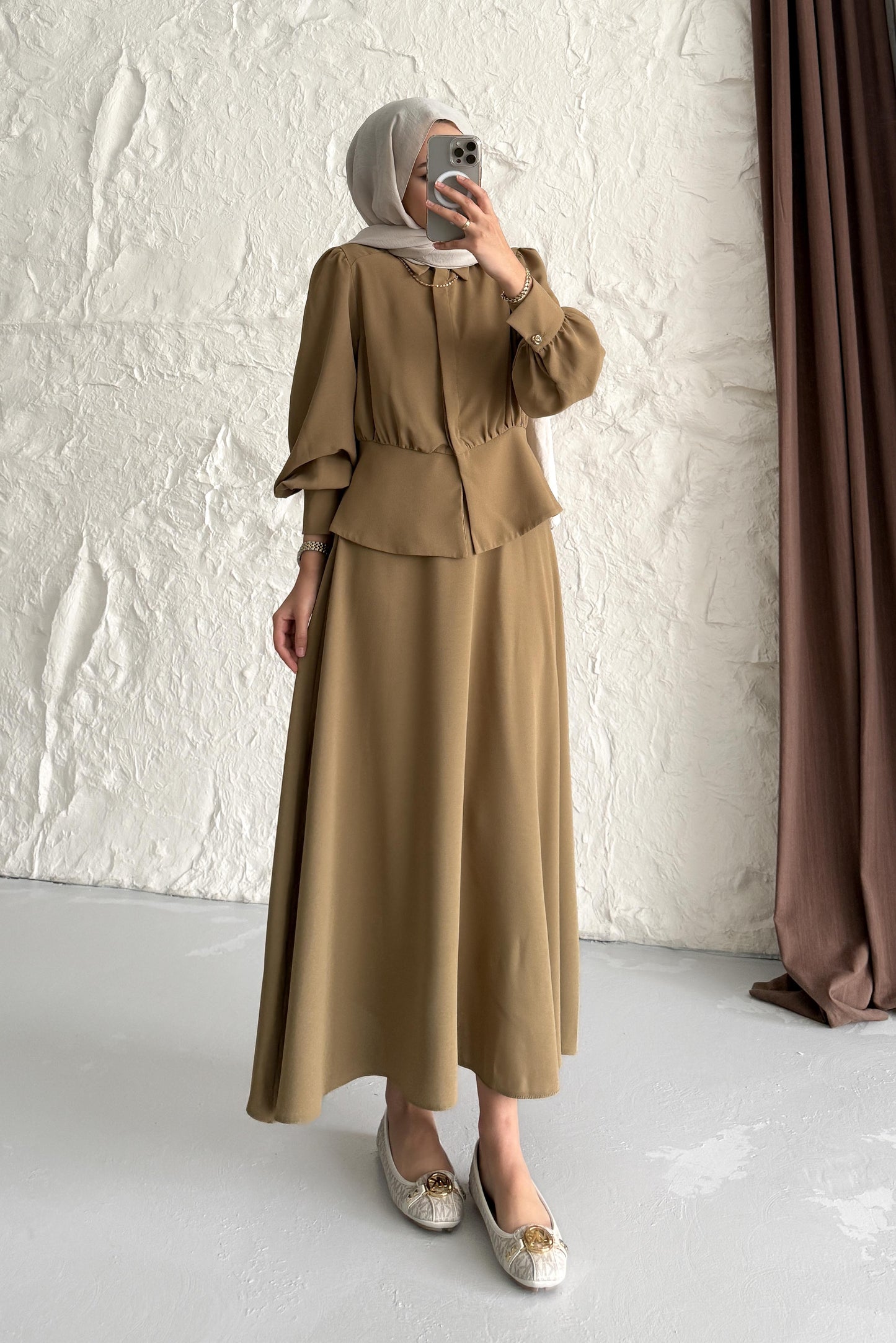 Ajda Pleated Skirt Set Petrol