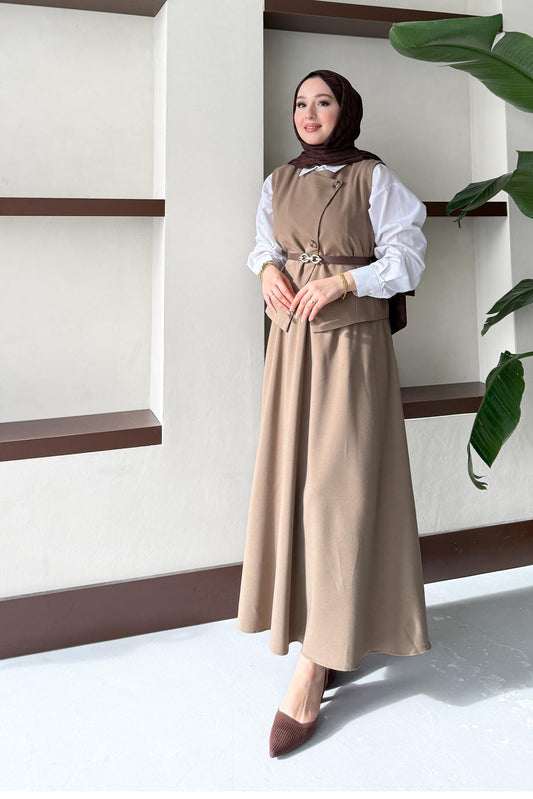 İsabel Etekli Takım Vizon