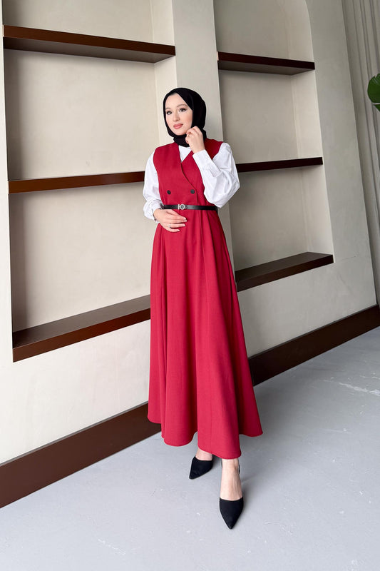 Sofia Jile Elbise Bordo