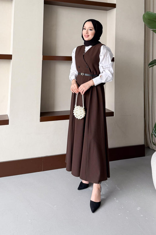 Sofia Jile Elbise Kahverengi