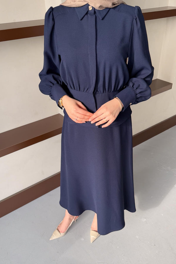 Ajda Pleated Skirt Set Petrol