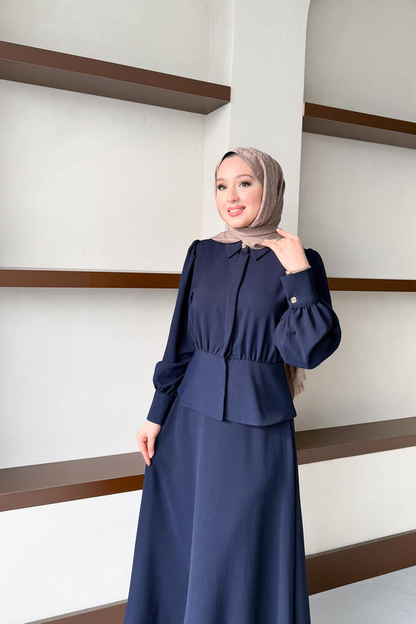Ajda Pleated Skirt Set Petrol