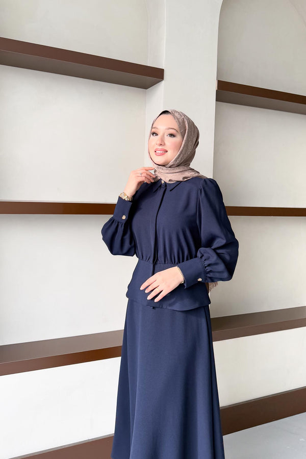 Ajda Pleated Skirt Set Petrol