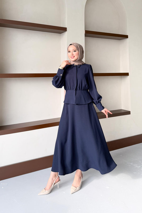 Ajda Pleated Skirt Set Petrol