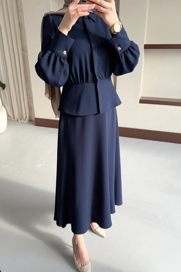 Ajda Pleated Skirt Set Petrol