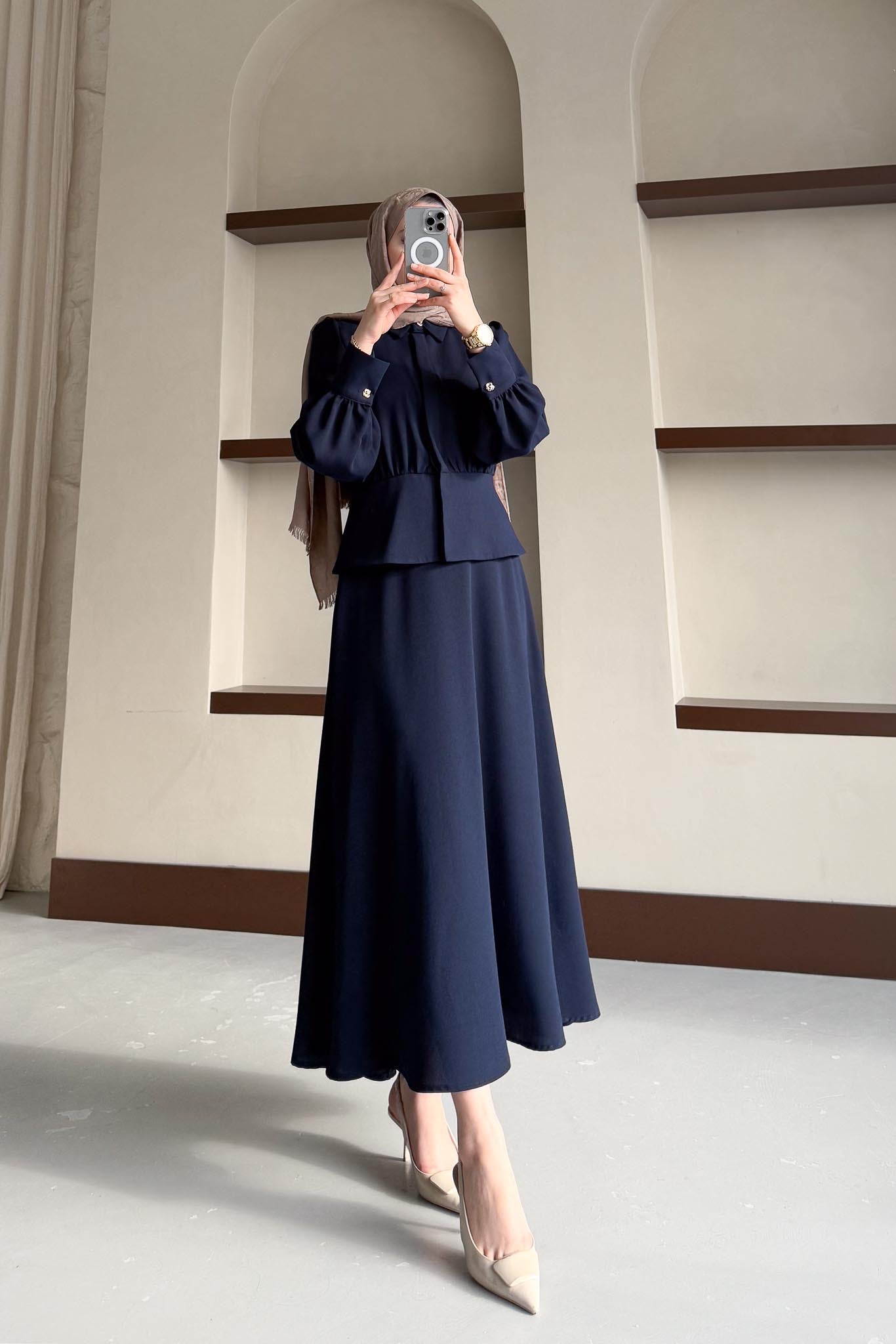 Ajda Pleated Skirt Set Petrol