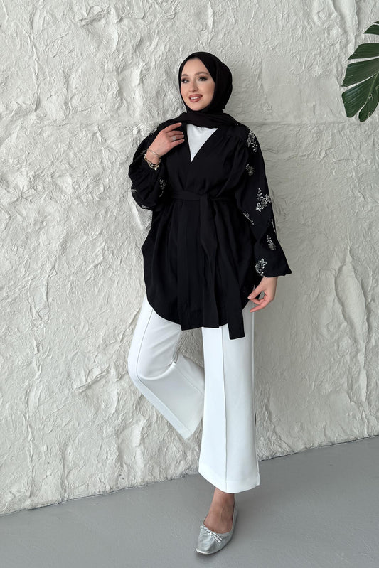 Taşlı Toledo Kimono Siyah