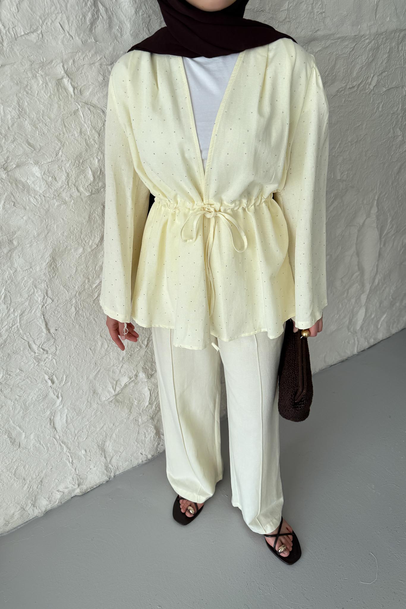 Tied Kimono Set Anthracite