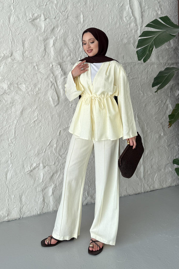 Tied Kimono Set Anthracite