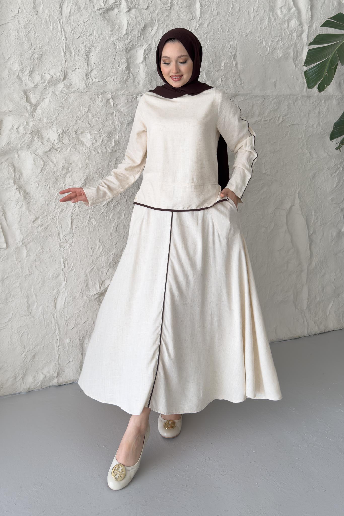 Tied Kimono Set Anthracite