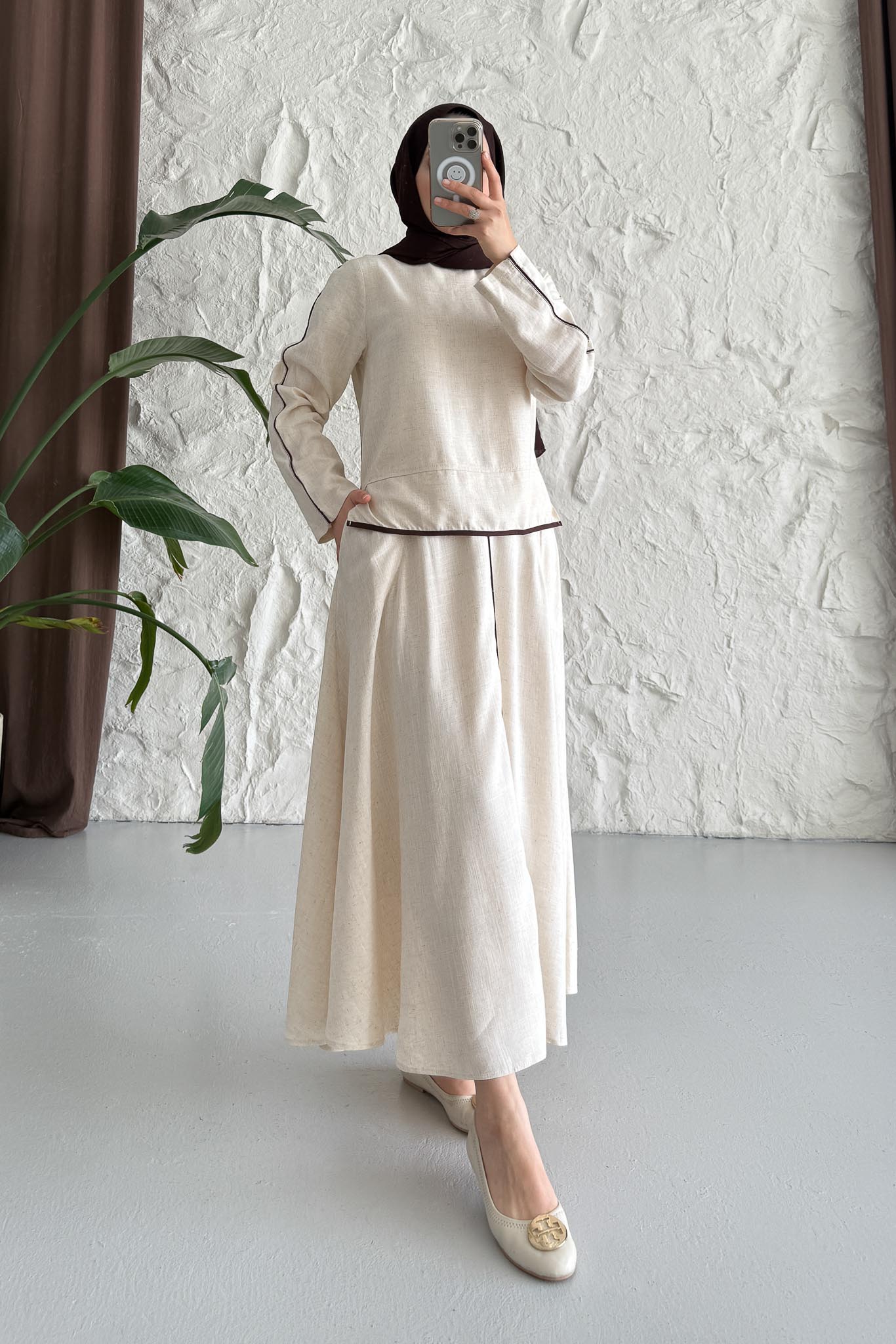 Tied Kimono Set Anthracite