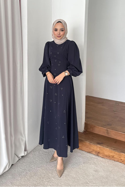 Luca Taşlı Elbise Lacivert