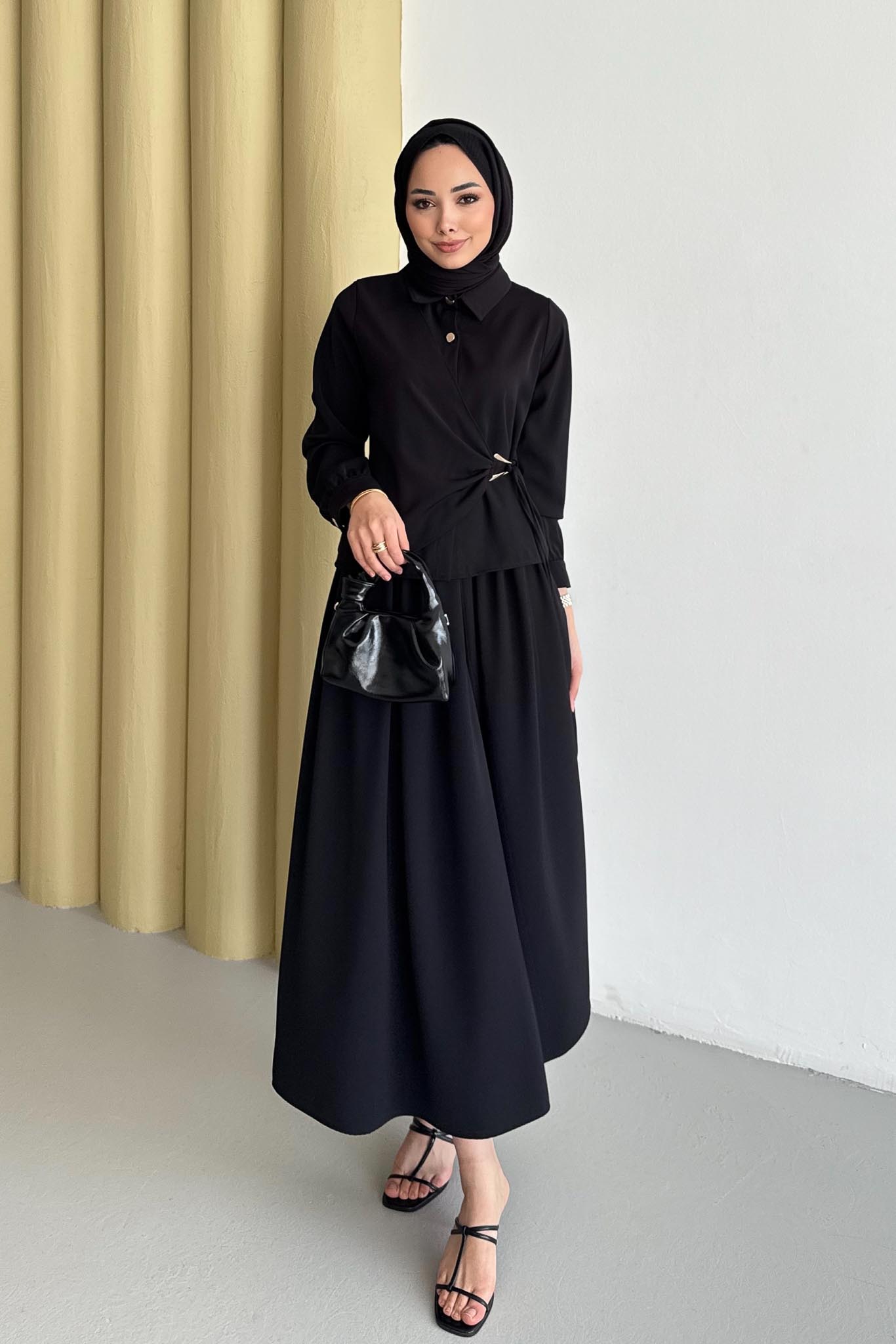 Ajda Pleated Skirt Set Petrol