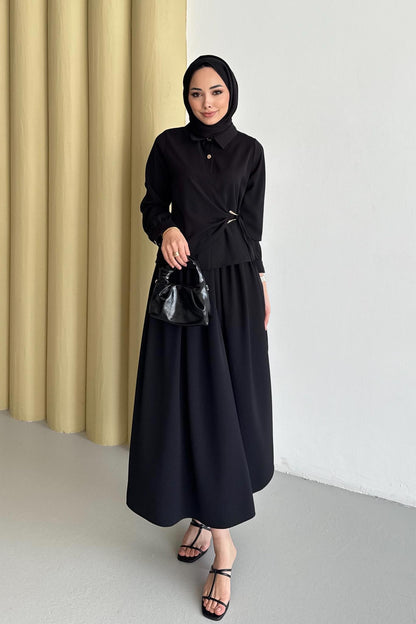 V Tokalı Takım Siyah