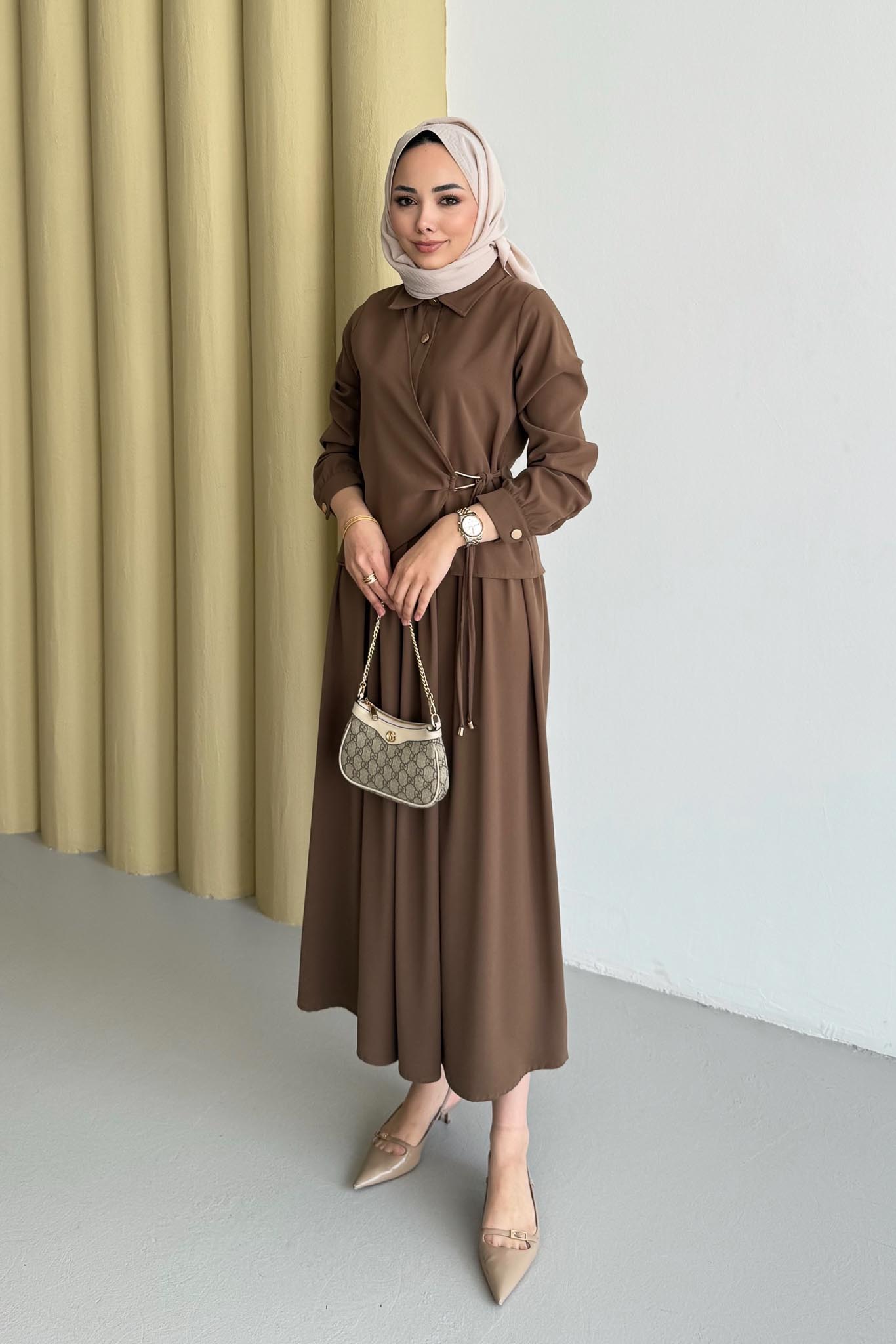 Ajda Pleated Skirt Set Petrol