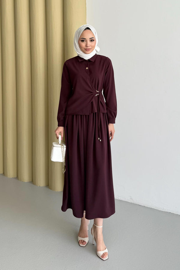 Ajda Pleated Skirt Set Petrol