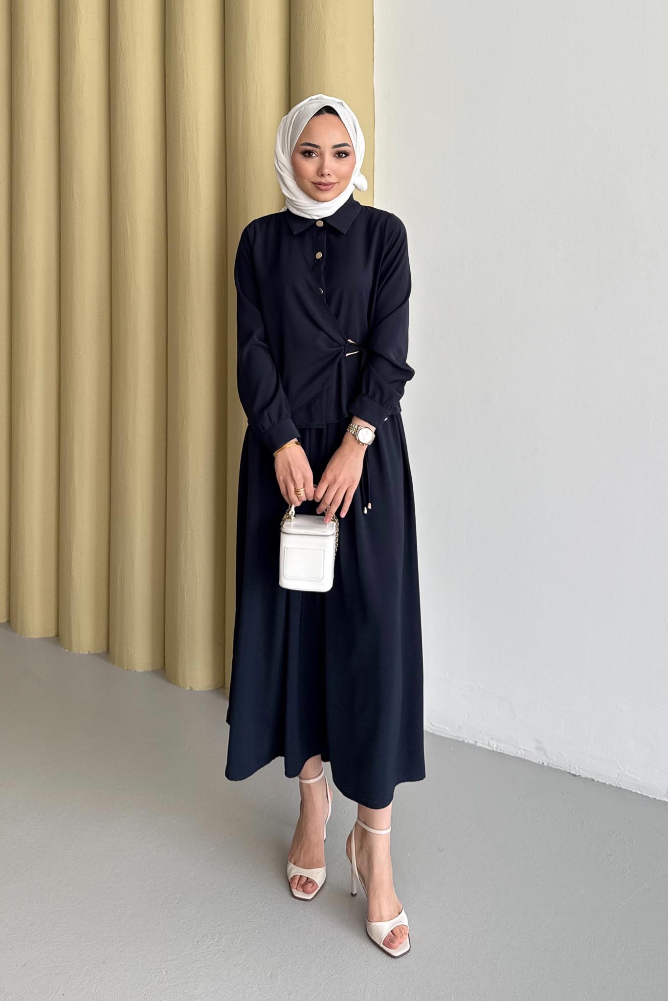 Ajda Pleated Skirt Set Petrol