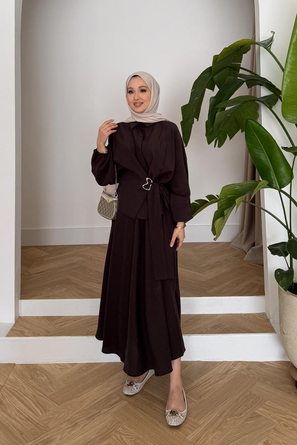 Seyran Pleated Dress Beige