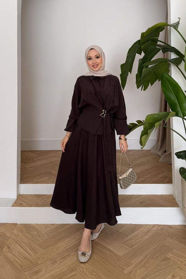 Seyran Pleated Dress Beige