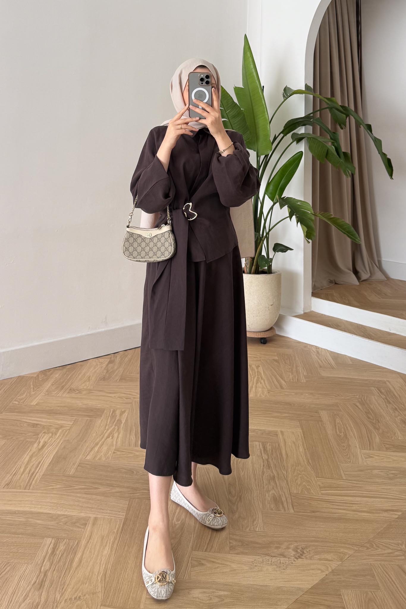 Seyran Pleated Dress Beige