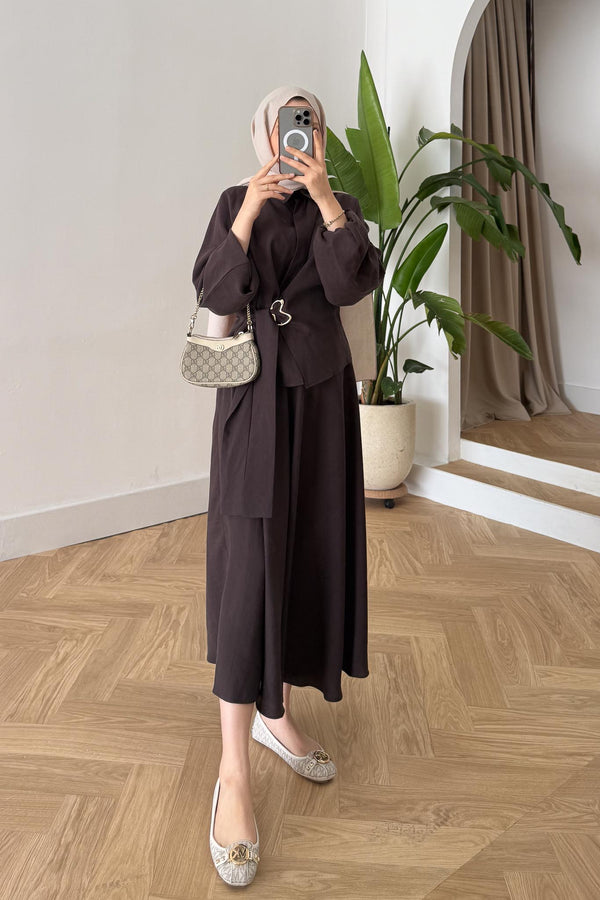 Seyran Pleated Dress Beige