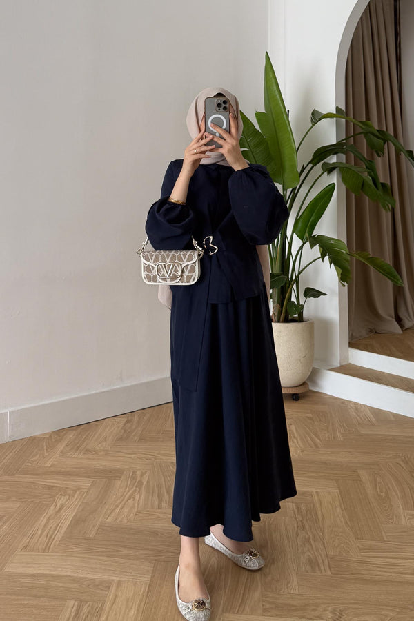 Seyran Pleated Dress Beige
