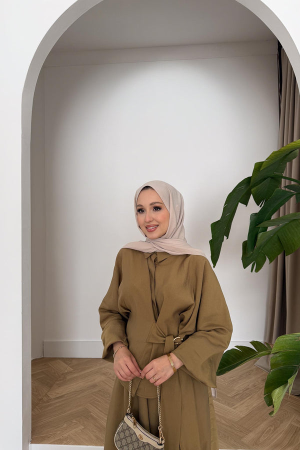 Seyran Pleated Dress Beige