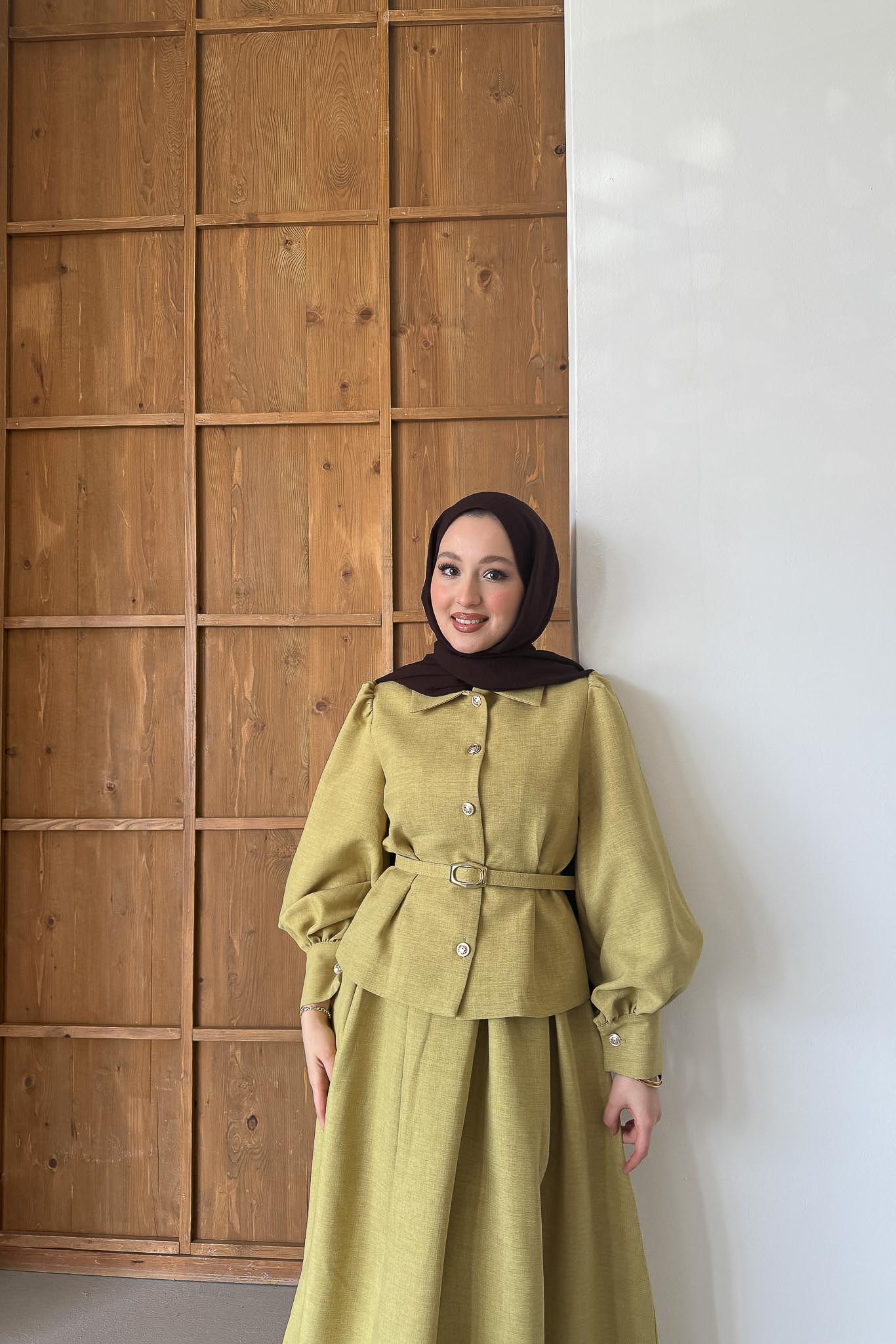 Ajda Pleated Skirt Set Petrol
