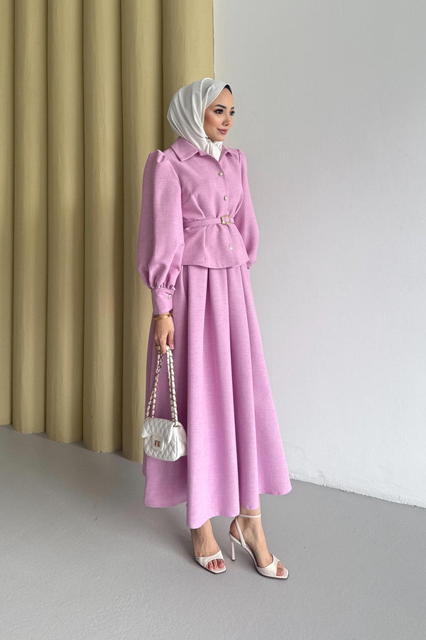 Ajda Pleated Skirt Set Petrol