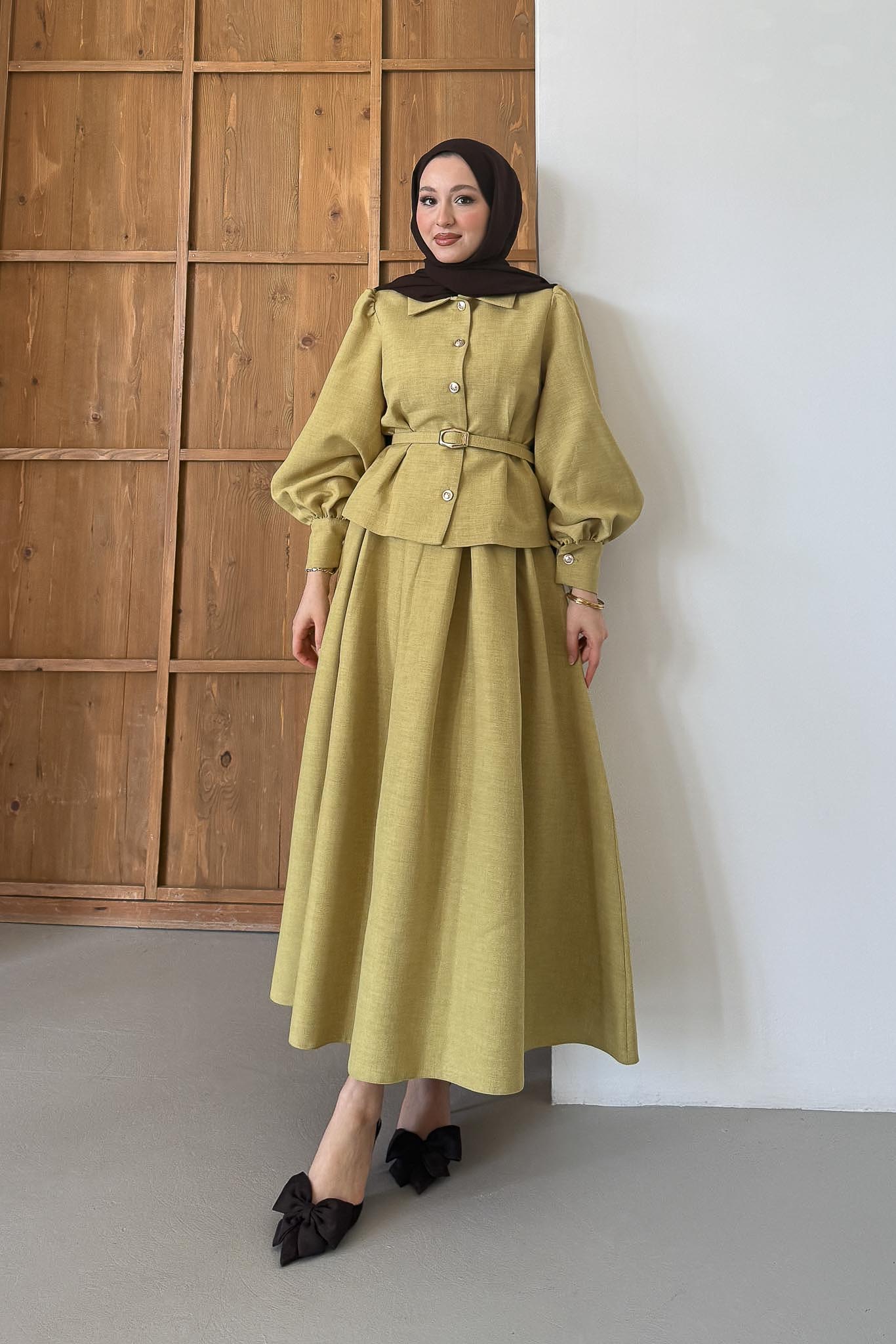 Ajda Pleated Skirt Set Petrol