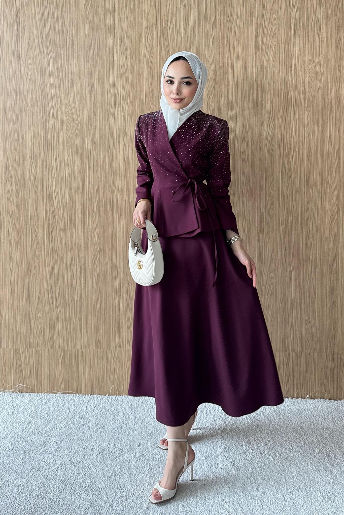 Ajda Pleated Skirt Set Petrol