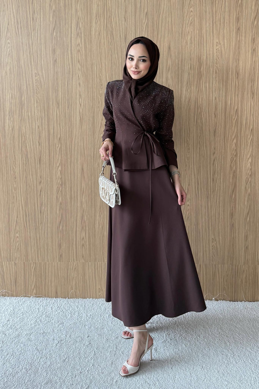 Ajda Pleated Skirt Set Petrol