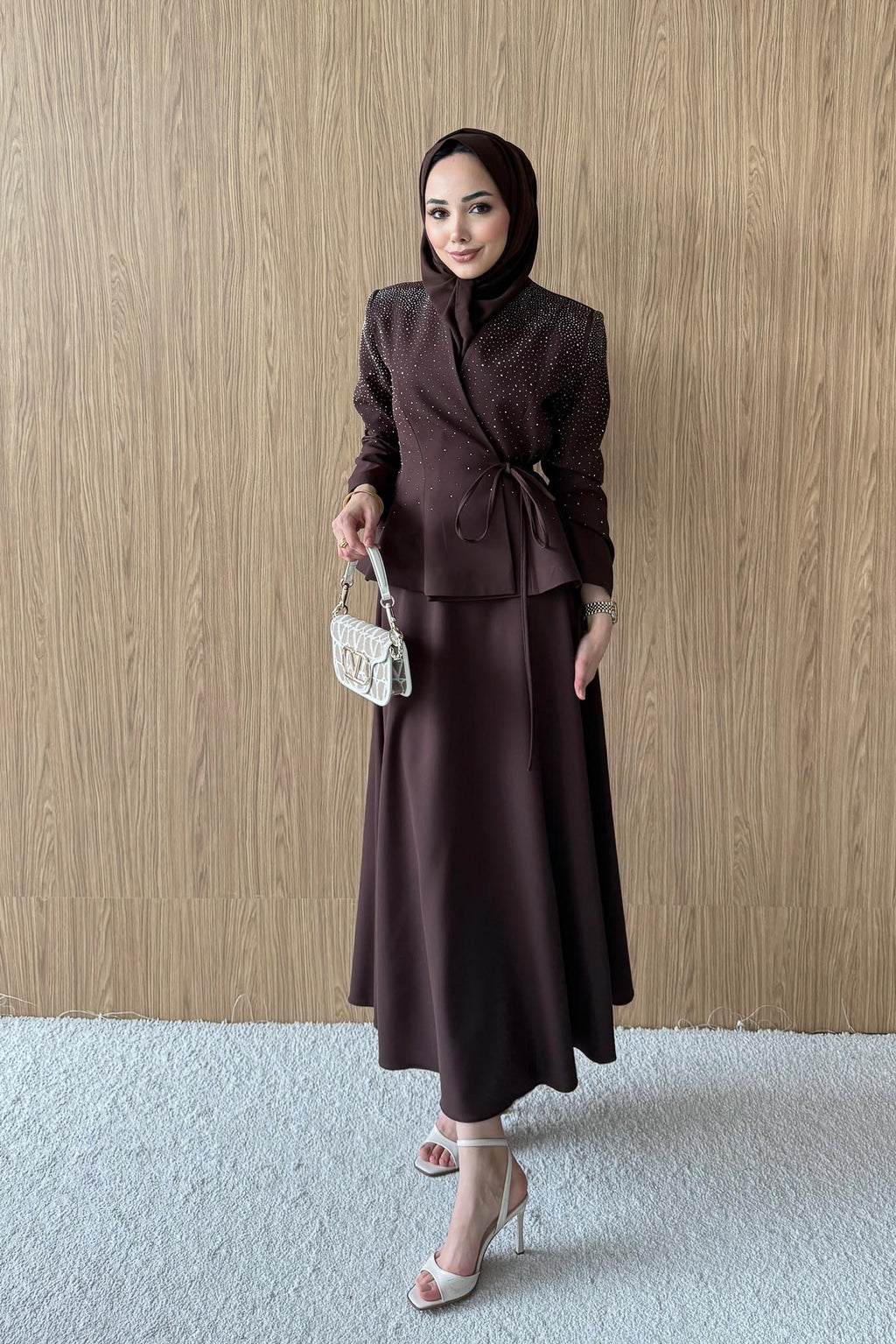 Ajda Pleated Skirt Set Petrol