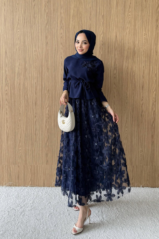 Orkide Dantel Takım Lacivert