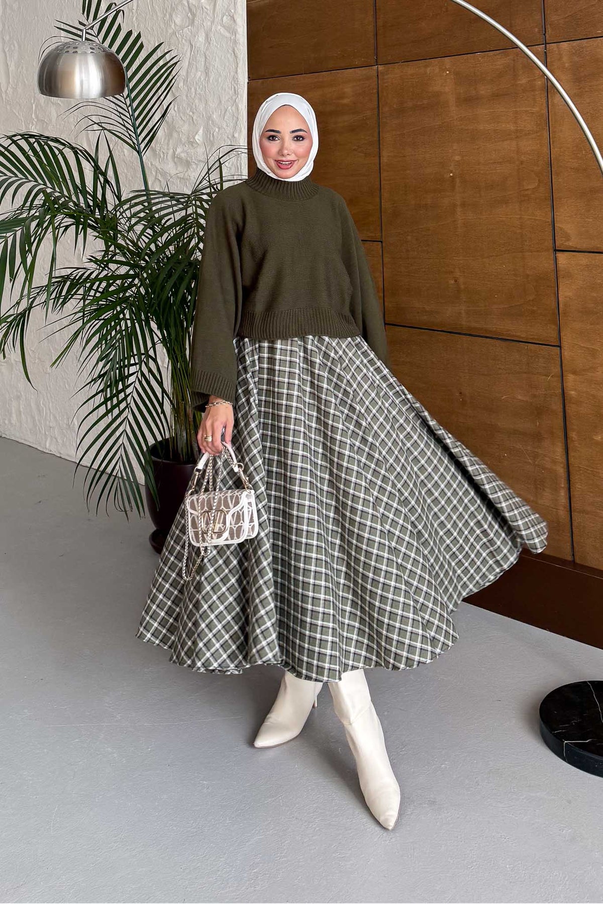 Tied Linen Skirt Beige
