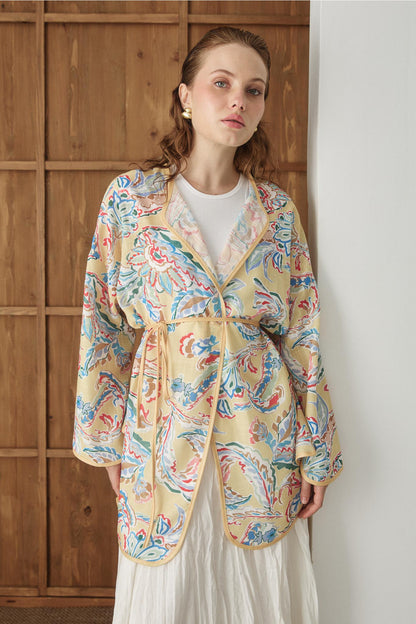 Side Tie Kimono Aqua Green