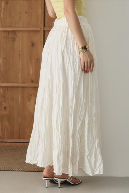 Tied Linen Skirt Beige