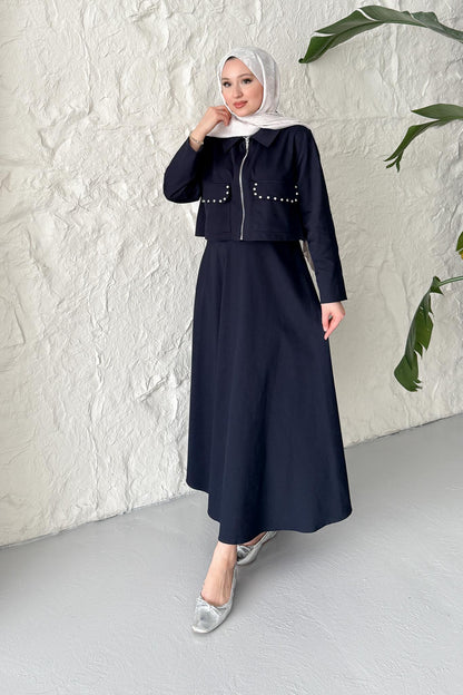 Ajda Pleated Skirt Set Petrol