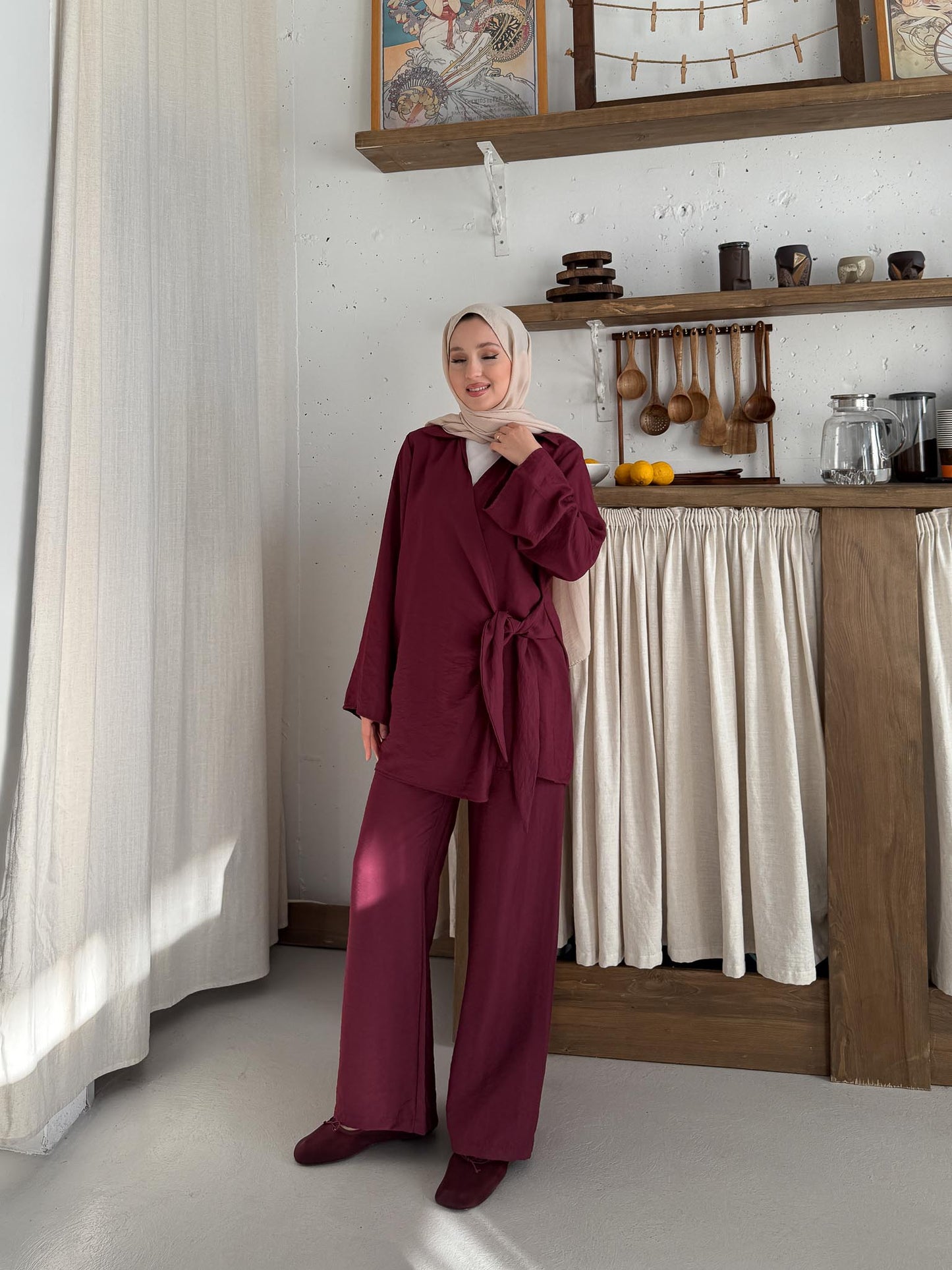 Lamme Bağlamalı Takım Bordo