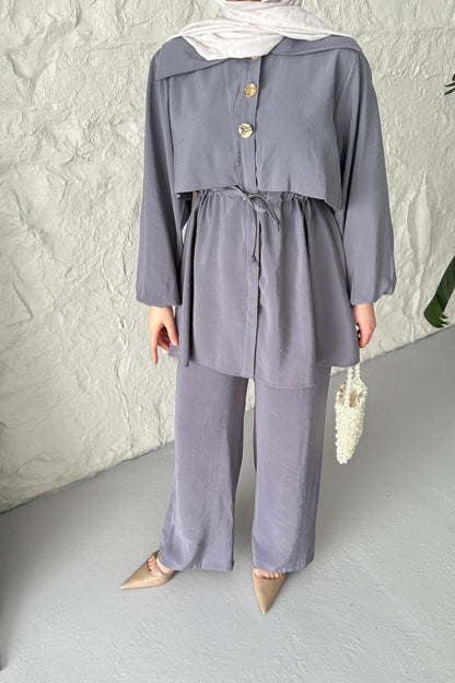 Ajda Pleated Skirt Set Petrol