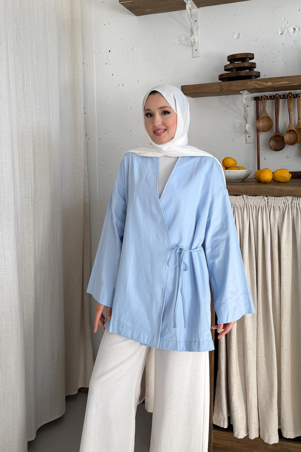 Mati Bağlamalı Kimono Bebe Mavi