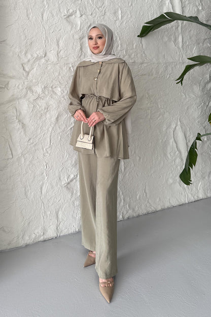 Ajda Pleated Skirt Set Petrol