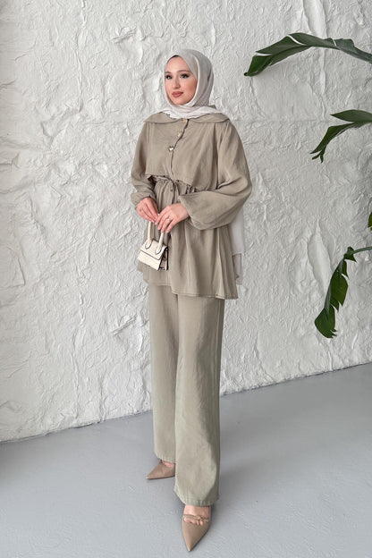 Ajda Pleated Skirt Set Petrol