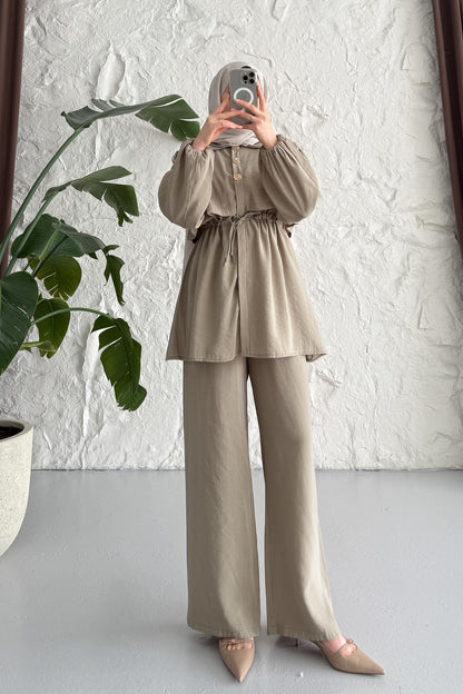 Ajda Pleated Skirt Set Petrol