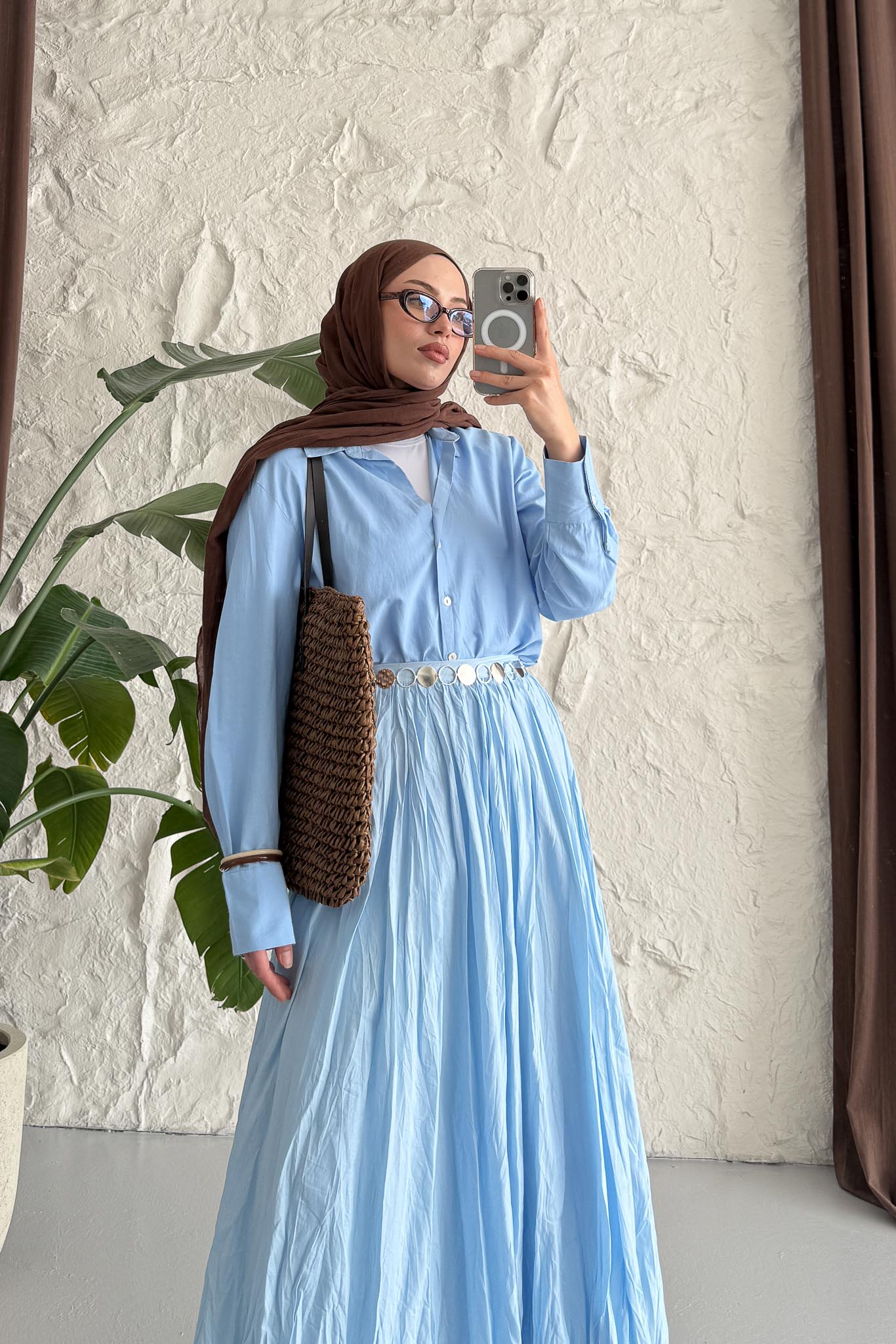 Tied Linen Skirt Beige