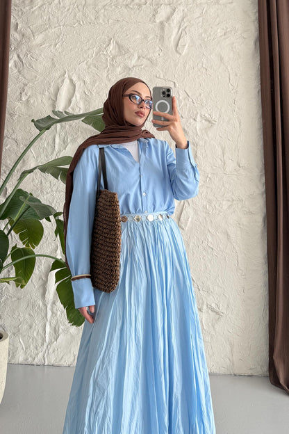 Tied Linen Skirt Beige