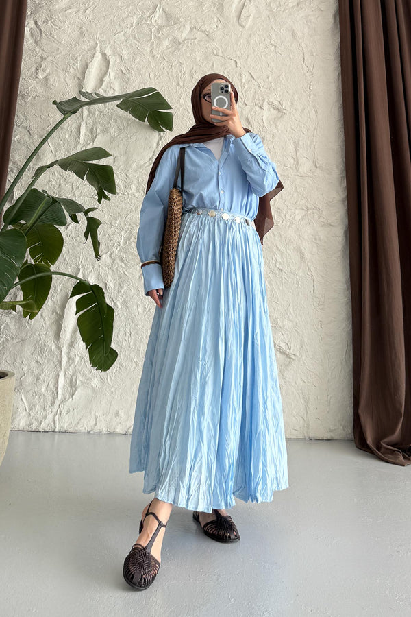 Tied Linen Skirt Beige