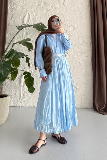 Tied Linen Skirt Beige