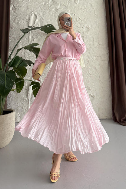 Tied Linen Skirt Beige